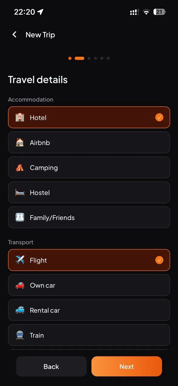 Voyagen travel details step